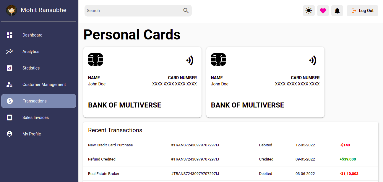 Transaction Page